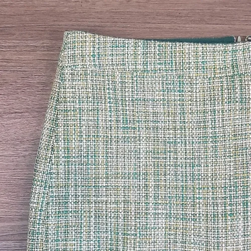 J. Crew Green Tweed Mini Pencil Mini Skirt Womens Size 10